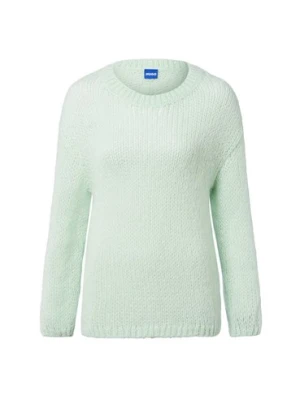HUGO BLUE Damski sweter z dzianiny z zawartością alpaki - Slookina Kobiety zielony jednolity,