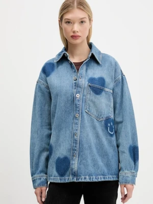 Hugo Blue koszula jeansowa damska kolor niebieski relaxed z kołnierzykiem klasycznym 50544492