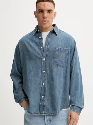 Hugo Blue koszula jeansowa męska kolor fioletowy regular z kołnierzykiem klasycznym 50549842