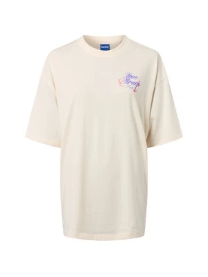 HUGO BLUE Koszulka damska Kobiety Bawełna beżowy nadruk,