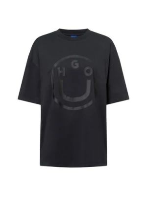 HUGO BLUE Koszulka damska - Oversized Tee B Kobiety Bawełna czarny jednolity,