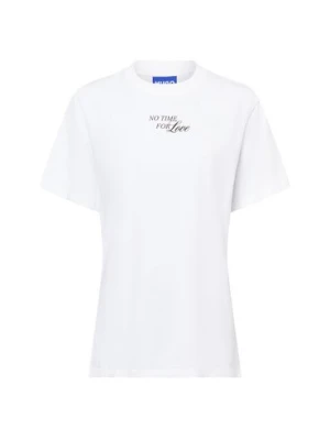 HUGO BLUE Koszulka damska - Vintage Tee_B_3 Kobiety Bawełna biały jednolity,