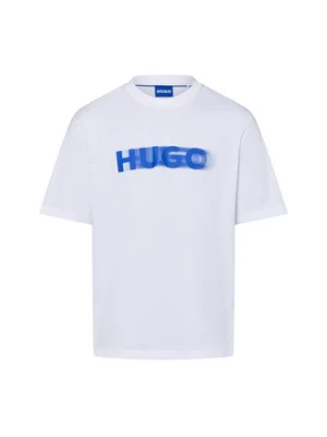 HUGO BLUE Koszulka męska - Nalax Mężczyźni Bawełna biały nadruk,