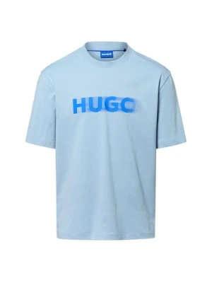 HUGO BLUE Koszulka męska - Nalax Mężczyźni Bawełna niebieski nadruk,