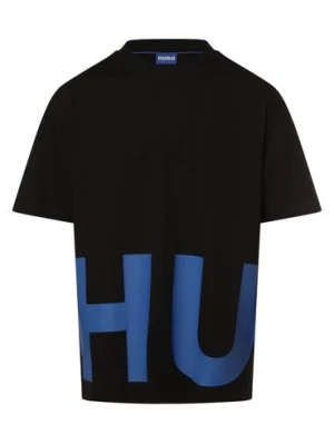 HUGO BLUE Koszulka męska - Nannavaro Mężczyźni Bawełna czarny nadruk,