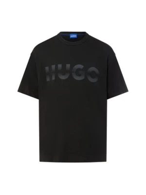 HUGO BLUE Koszulka męska - Nenzye Mężczyźni Bawełna czarny jednolity,