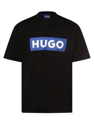 HUGO BLUE Koszulka męska - Nico Mężczyźni Bawełna czarny nadruk,