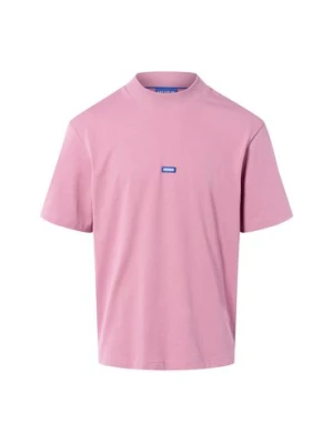 HUGO BLUE Koszulka męska - Nieros Mężczyźni Bawełna różowy jednolity,