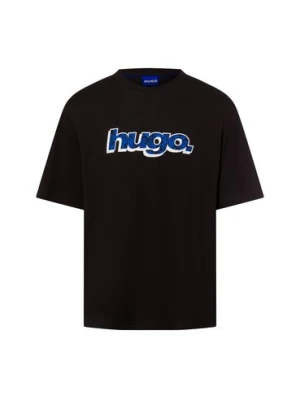 HUGO BLUE Koszulka męska - Nugibol Mężczyźni Bawełna czarny jednolity,