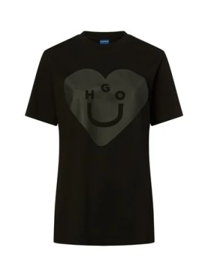 HUGO BLUE Koszulka męska - Vintage Tee_B_5 Mężczyźni Bawełna czarny nadruk,
