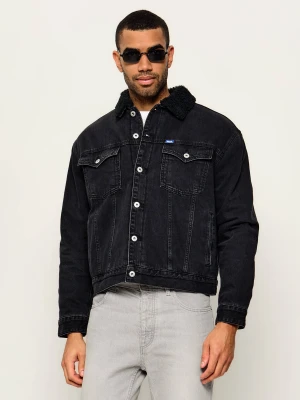 Hugo Blue Kurtka jeansowa Dex / 1 | Regular Fit | shearling czarny