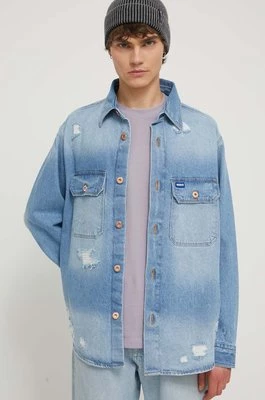 Hugo Blue kurtka jeansowa męska kolor niebieski przejściowa 50513856