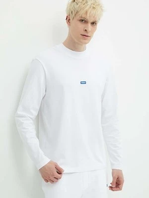 Hugo Blue longsleeve bawełniany kolor biały z aplikacją 50519962