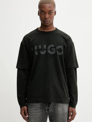 Hugo Blue longsleeve bawełniany kolor czarny z nadrukiem 50546541