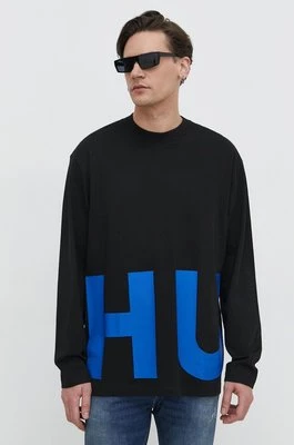Hugo Blue longsleeve bawełniany kolor czarny z nadrukiem 50509775
