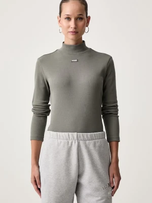 HUGO Blue longsleeve damski bawełniany z elastanem Easy Longsleeve_B zielony