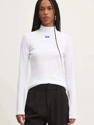 HUGO Blue longsleeve damski kolor biały z półgolfem 50525318