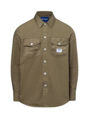 HUGO BLUE Męska koszula casual - Ebrido Mężczyźni Modern Fit Bawełna zielony jednolity,