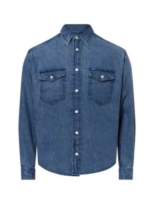 HUGO BLUE Męska koszula dżinsowa - Ebino Mężczyźni Regular Fit Bawełna niebieski,