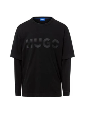 HUGO BLUE Męska koszula z długim rękawem - Nenzyon Mężczyźni Bawełna szary|czarny jednolity,