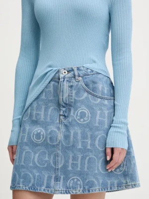 HUGO Blue spódnica jeansowa kolor niebieski mini rozkloszowana 50533651