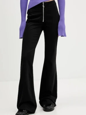 Hugo Blue spodnie damskie kolor czarny dzwony high waist 50546832