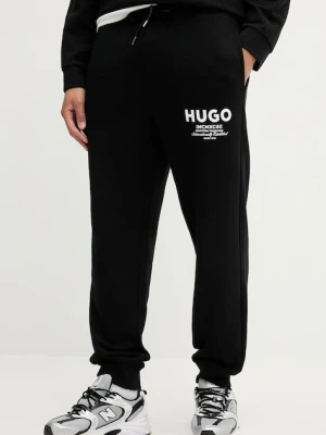 Hugo Blue spodnie dresowe bawełniane kolor czarny z nadrukiem 50510734