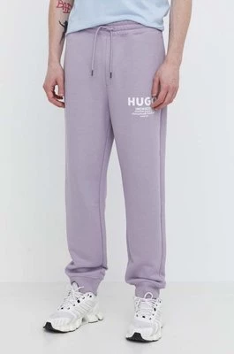 Hugo Blue spodnie dresowe bawełniane kolor fioletowy z nadrukiem 50510734