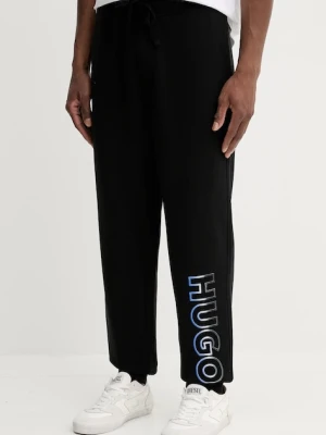 Hugo Blue spodnie dresowe bawełniane męskie kolor czarny z aplikacją 50549149
