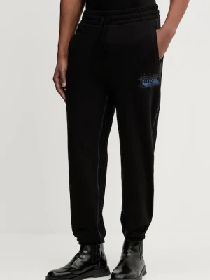 Hugo Blue spodnie dresowe bawełniane Notharos męskie kolor czarny z nadrukiem 50553508