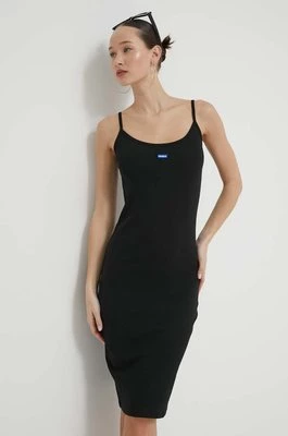 Hugo Blue sukienka kolor czarny mini dopasowana 50522393