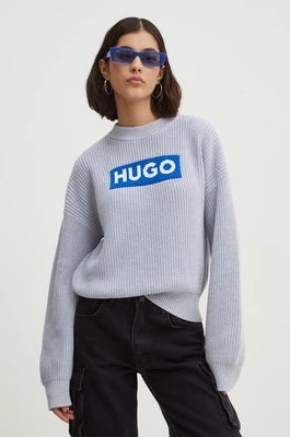 Hugo Blue sweter bawełniany kolor szary ciepły 50514300