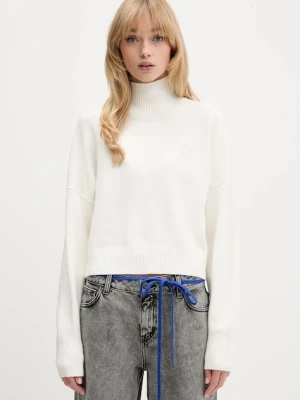 Hugo Blue sweter damski kolor beżowy z półgolfem 50522508