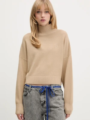 Hugo Blue sweter damski kolor beżowy z półgolfem 50522508