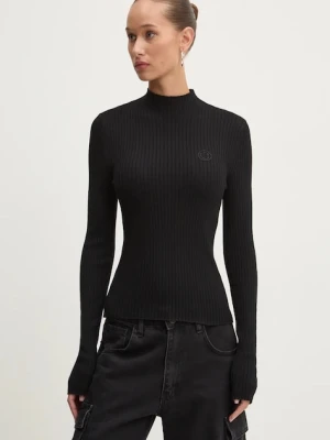 HUGO Blue sweter damski kolor czarny lekki z półgolfem 50522578