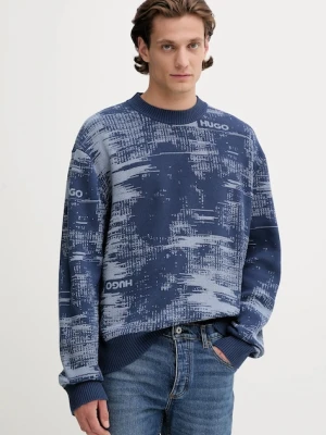 Hugo Blue sweter z dodatkiem wełny męski kolor granatowy lekki 50548834