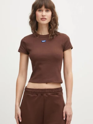 Hugo Blue t-shirt Baby Tee_B damski kolor brązowy 50510749