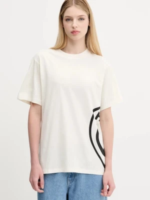 Hugo Blue t-shirt bawełniany damski kolor beżowy 50545053