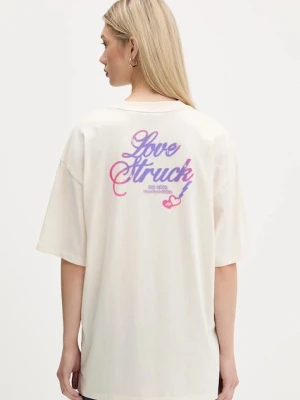 Hugo Blue t-shirt bawełniany damski kolor beżowy 50547957