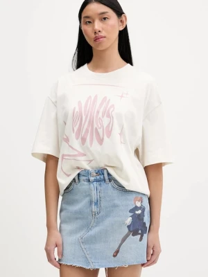 Hugo Blue t-shirt bawełniany damski kolor beżowy 50554005