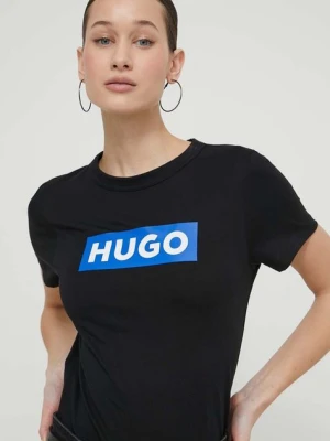 HUGO Blue t-shirt bawełniany damski kolor czarny 50510772