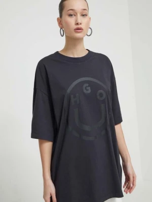 HUGO Blue t-shirt bawełniany damski kolor czarny 50511471
