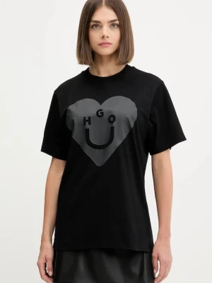 Hugo Blue t-shirt bawełniany damski kolor czarny 50545053