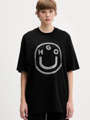Hugo Blue t-shirt bawełniany damski kolor czarny 50550141