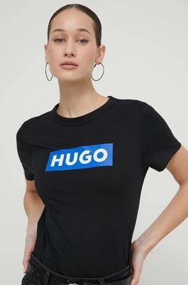 Hugo Blue t-shirt bawełniany damski kolor czarny 50510772
