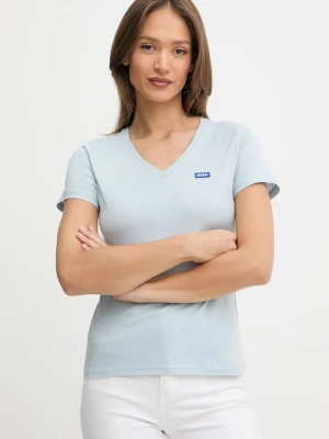 Hugo Blue t-shirt bawełniany damski kolor niebieski 50513667