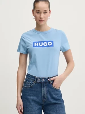 HUGO Blue t-shirt bawełniany damski kolor niebieski