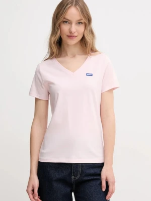 HUGO Blue t-shirt bawełniany damski kolor różowy 50513667