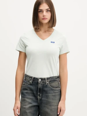 Hugo Blue t-shirt bawełniany damski kolor zielony 50513667