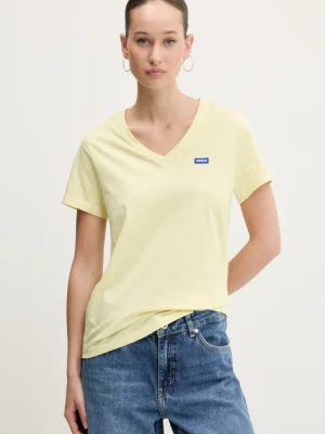 HUGO Blue t-shirt bawełniany damski kolor żółty 50513667